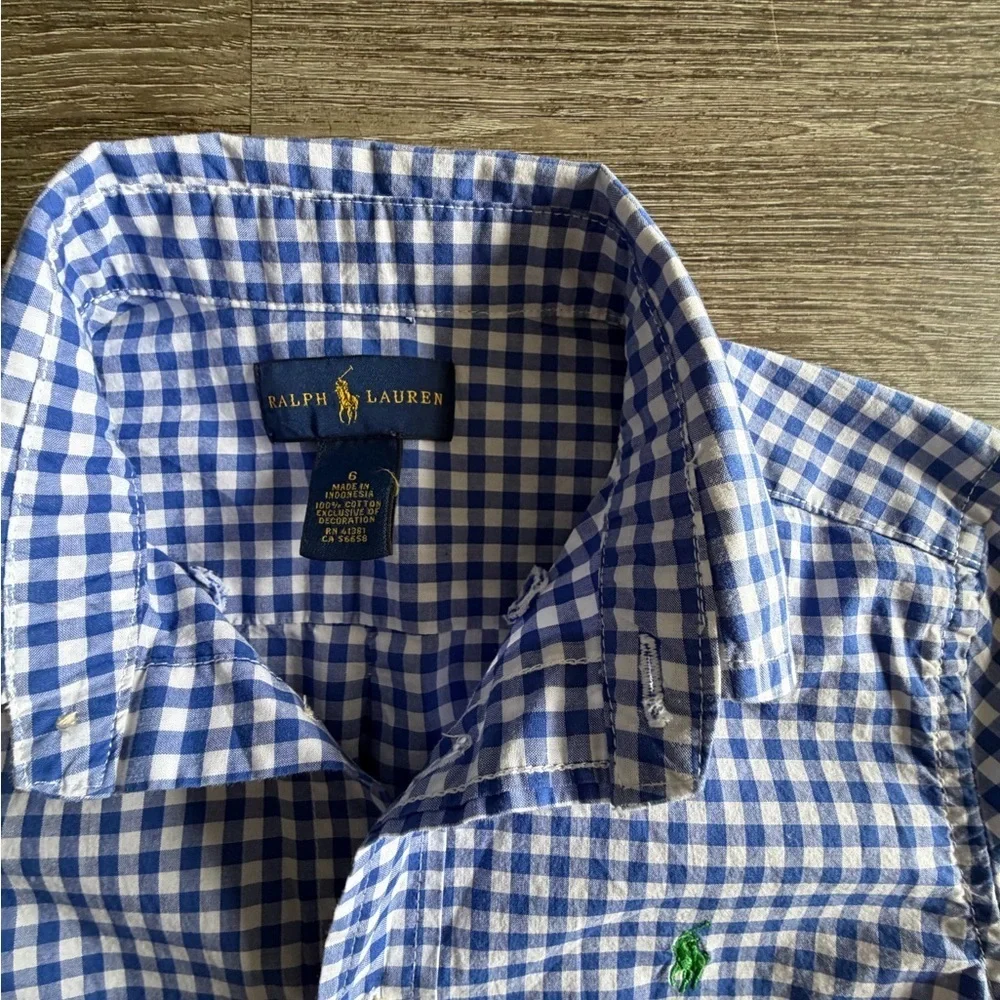 Ralph Lauren Kids Blue and White Checkered Shirt